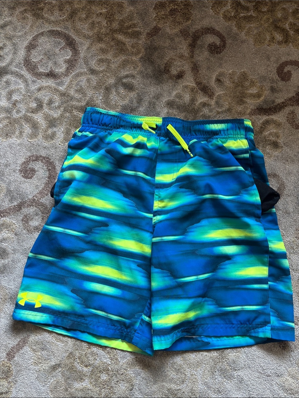 Hurley Blue & Neon Green Boys' swim Shorts